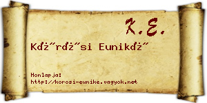 Kőrösi Euniké névjegykártya